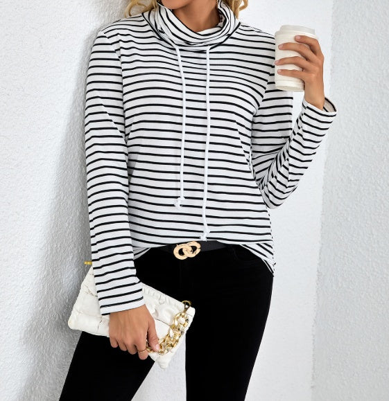 Striped High Neck Top