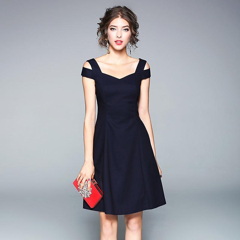 Navy Blue Mini A-Line Dress