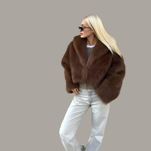 Faux Fur Single Breasted Crop Jackets