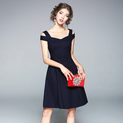 Navy Blue Mini A-Line Dress