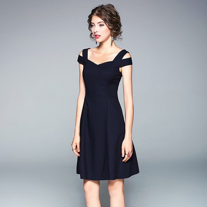 Navy Blue Mini A-Line Dress