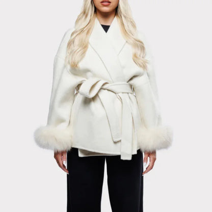 Patchwork Feather Faux Fur Coat