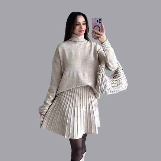 Turtleneck A-Line Mini Dress