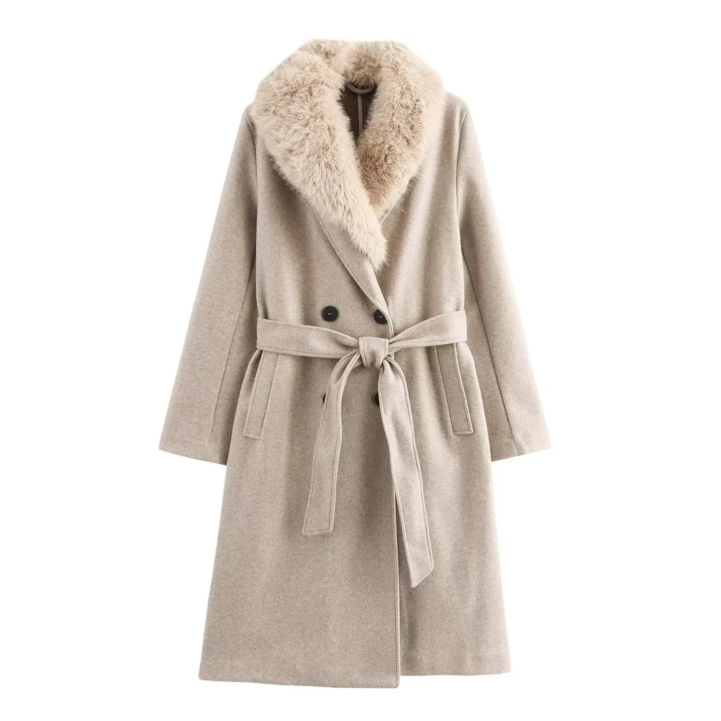 Patchwork Faux Fur Wool Overcoat