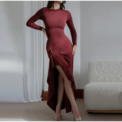 Long Slim Hip Side Slit Dress