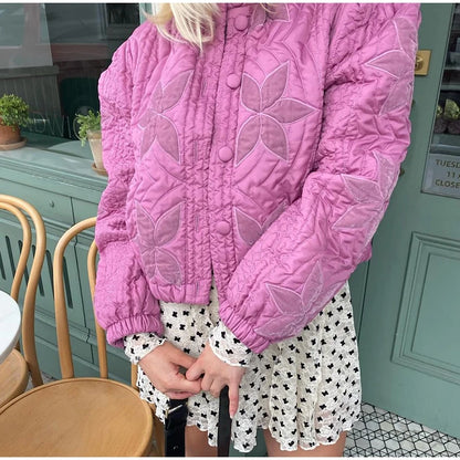 Printed Padded O-neck Jacket