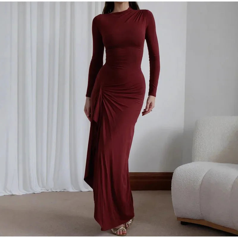 Long Slim Hip Side Slit Dress