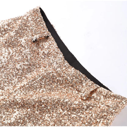 Sequinced High Waist Short Pants