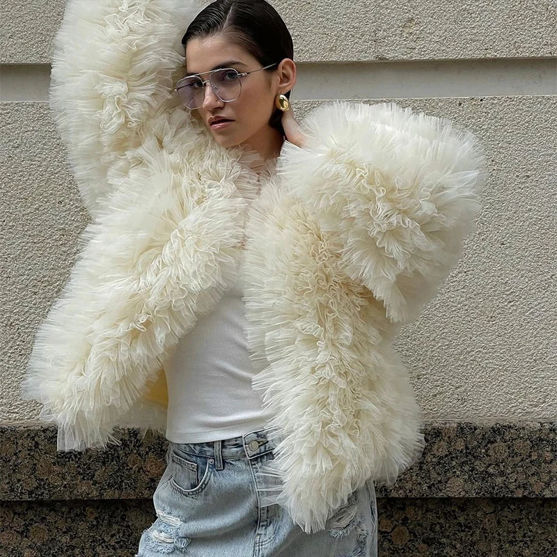 Feather-Embellished Leather Jacket