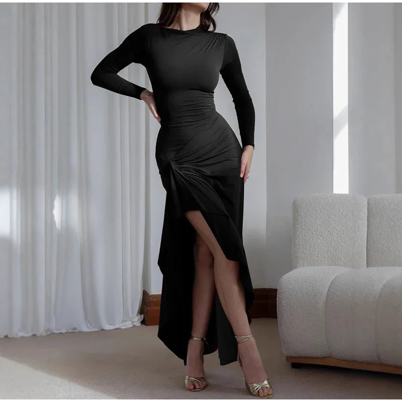 Long Slim Hip Side Slit Dress