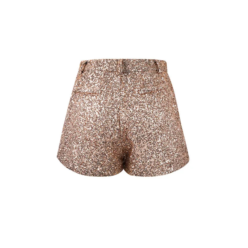 Sequinced High Waist Short Pants