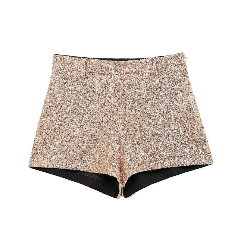 Sequinced High Waist Short Pants