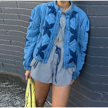 Printed Padded O-neck Jacket