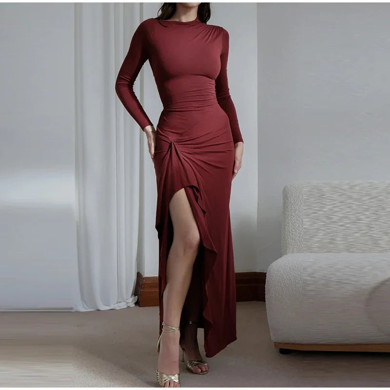 Long Slim Hip Side Slit Dress