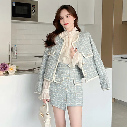 Vintage Plaid Tweed 2-Piece Set