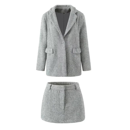 Fox Faux Blazer & Mini Skirt Set