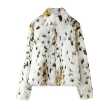 Leopard O-neck Full Sleeves Jacket