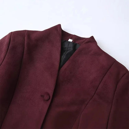 Single-Breasted Suede Jacket