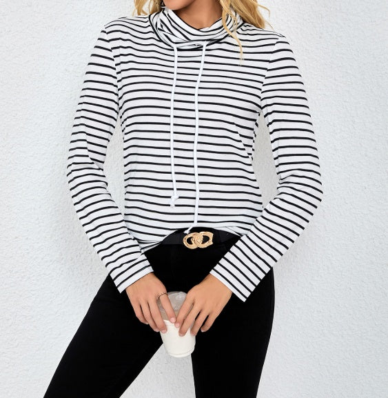 Striped High Neck Top