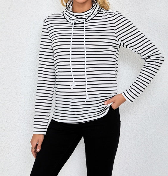 Striped High Neck Top